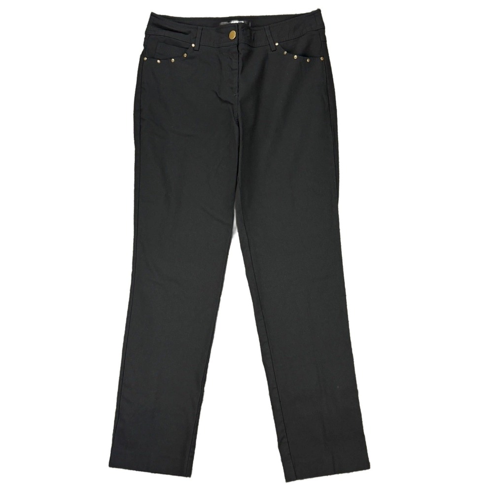 89th Madison‎ Women's Size 10 Black Studded Pocket Stretch Pants Straight Leg